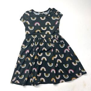Modern Lux Gray Rainbow Print Short Sleeve Twirl Dress